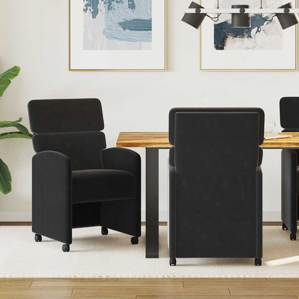 vidaXL Eetkamerstoelen met wielen 2 pcs Lichtgrijs 58 x 65 x 98 cm