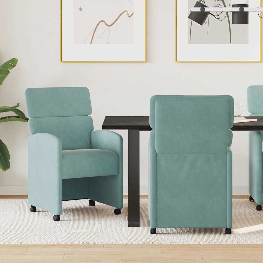 vidaXL Eetkamerstoelen met wielen 2 pcs Lichtgrijs 58 x 65 x 98 cm