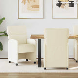 vidaXL Dining Chairs with Wheels 2 pcs Cream 58 x 65 x 98 cm
