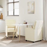 vidaXL Dining Chairs with Wheels 2 pcs Cream 58 x 65 x 98 cm