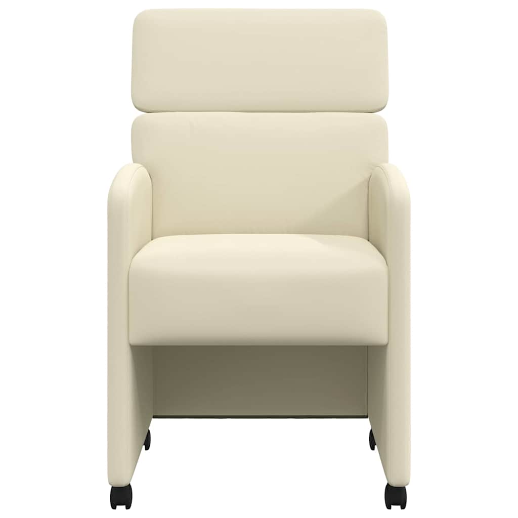 vidaXL Dining Chairs with Wheels 2 pcs Cream 58 x 65 x 98 cm