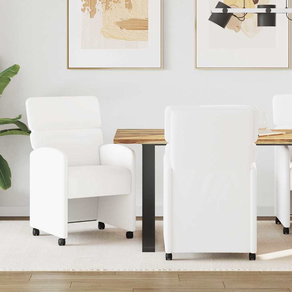 vidaXL Dining Chairs with Wheels 2 pcs Cream 58 x 65 x 98 cm