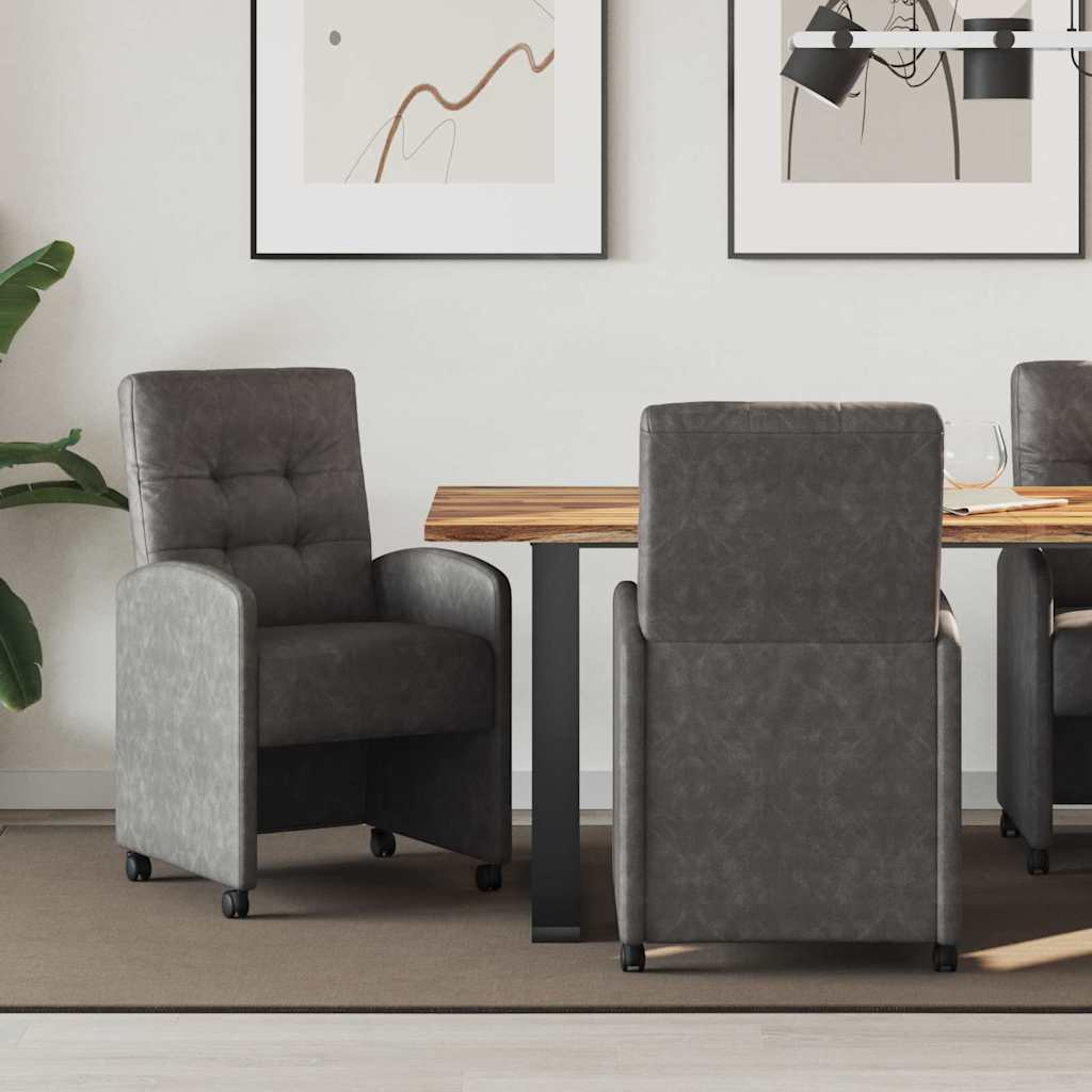 vidaXL Dining Chairs with Wheels 2 pcs Black 58 x 67 x 97 cm