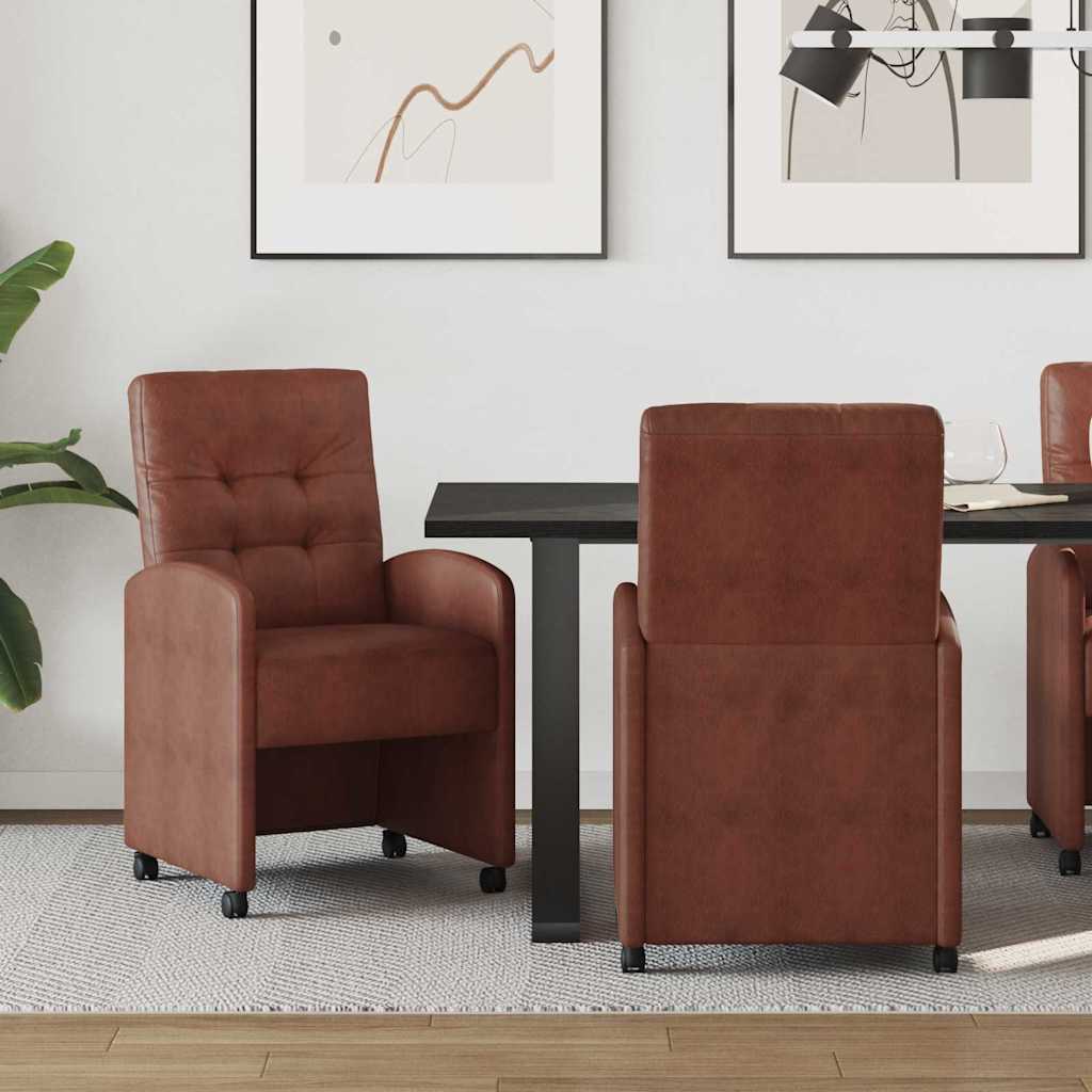 vidaXL Dining Chairs with Wheels 2 pcs Black 58 x 67 x 97 cm