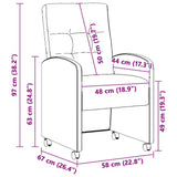 vidaXL Eetkamerstoelen met wielen 2 pcs Bruin 58 x 67 x 97 cm