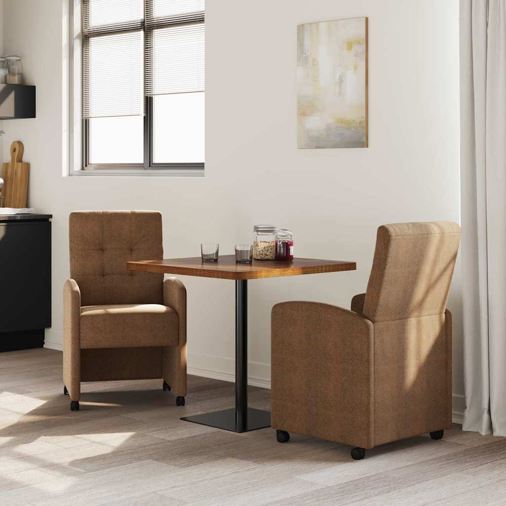 vidaXL Eetkamerstoelen met wielen 2 pcs Bruin 58 x 67 x 97 cm