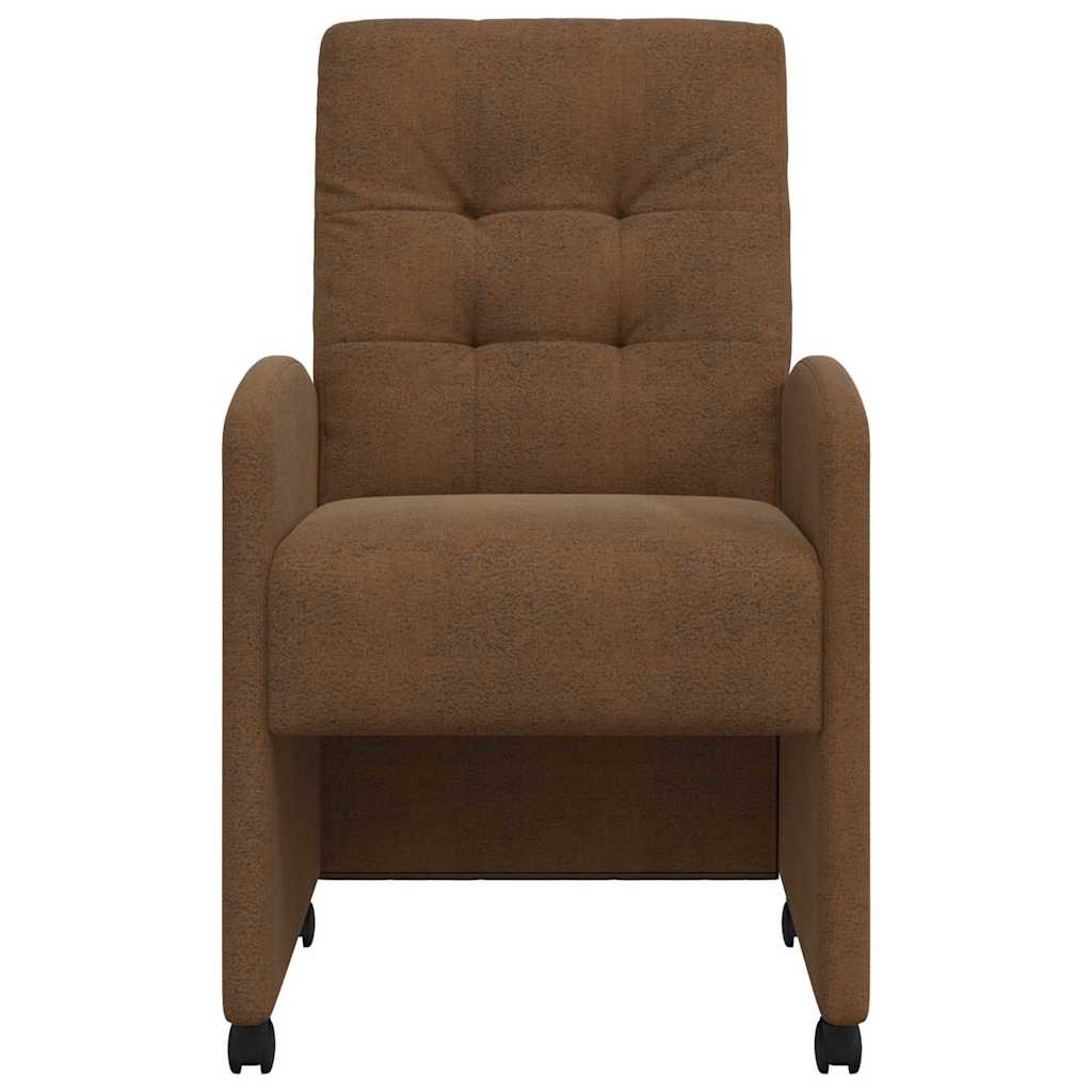 vidaXL Eetkamerstoelen met wielen 2 pcs Bruin 58 x 67 x 97 cm