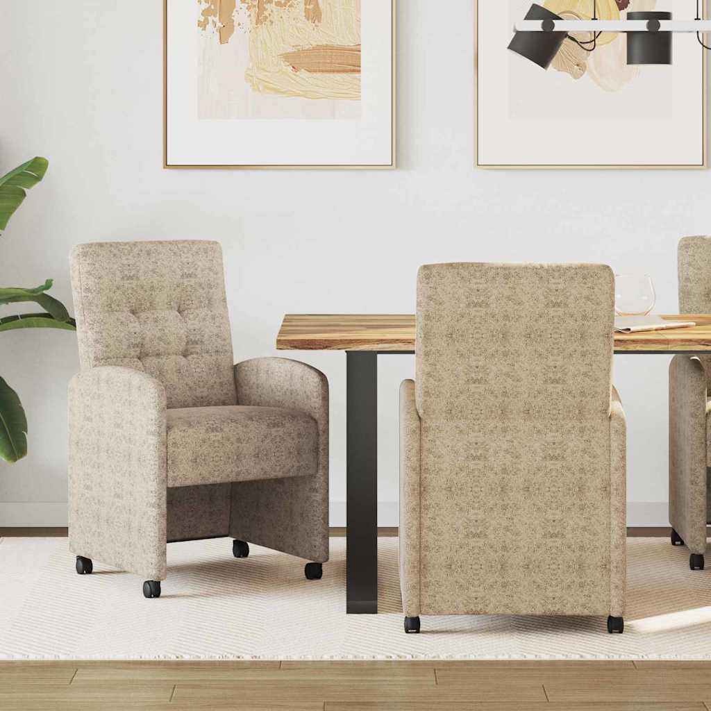vidaXL Eetkamerstoelen met wielen 2 pcs Bruin 58 x 67 x 97 cm