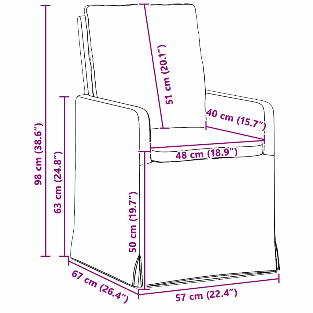 vidaXL Eetstoelen 2 pcs Beige 57 x 67 x 98 cm Linnen