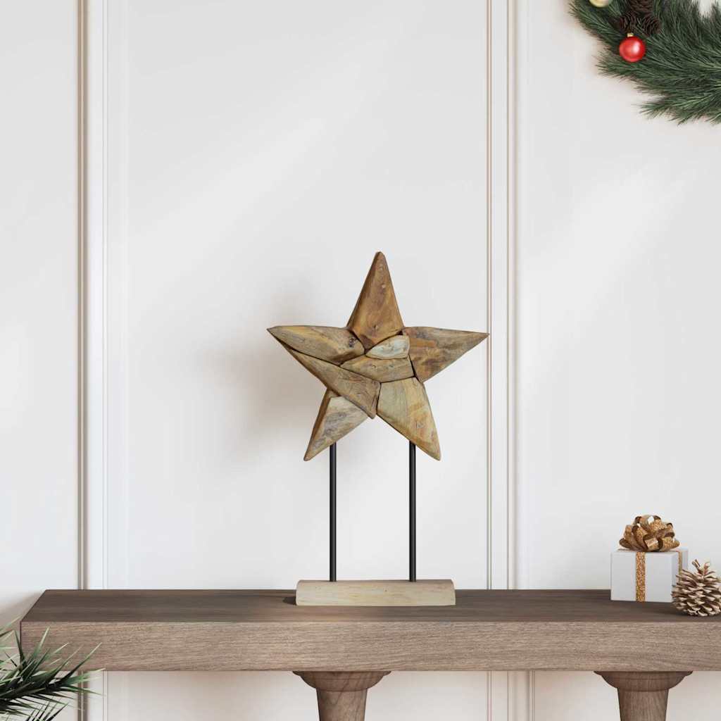 vidaXL Kerstster Bruin 31 x 15 x 46 cm Massief Teakhout