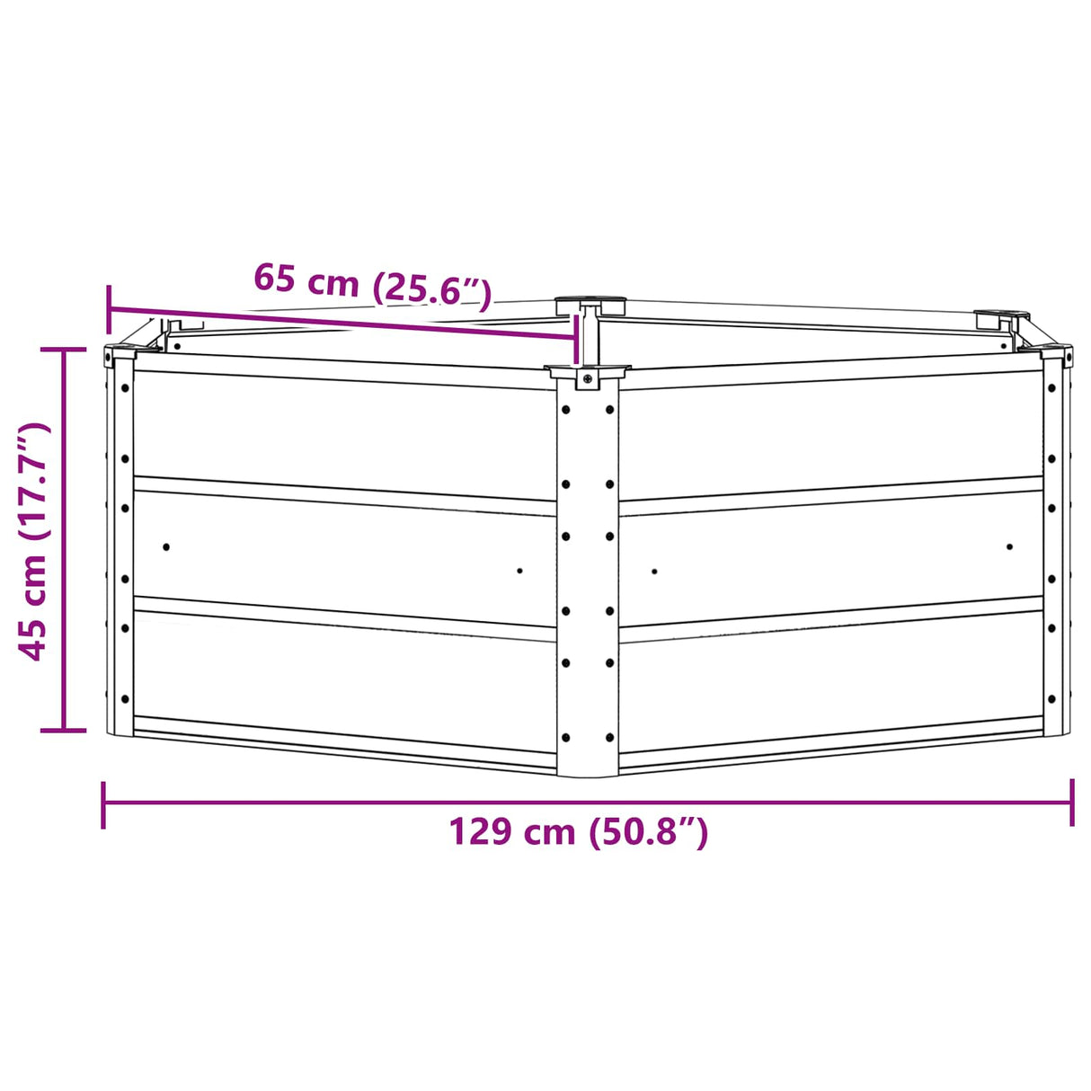 vidaXL Plantenbak Ivoor 129 x 129 x 45 cm Staal