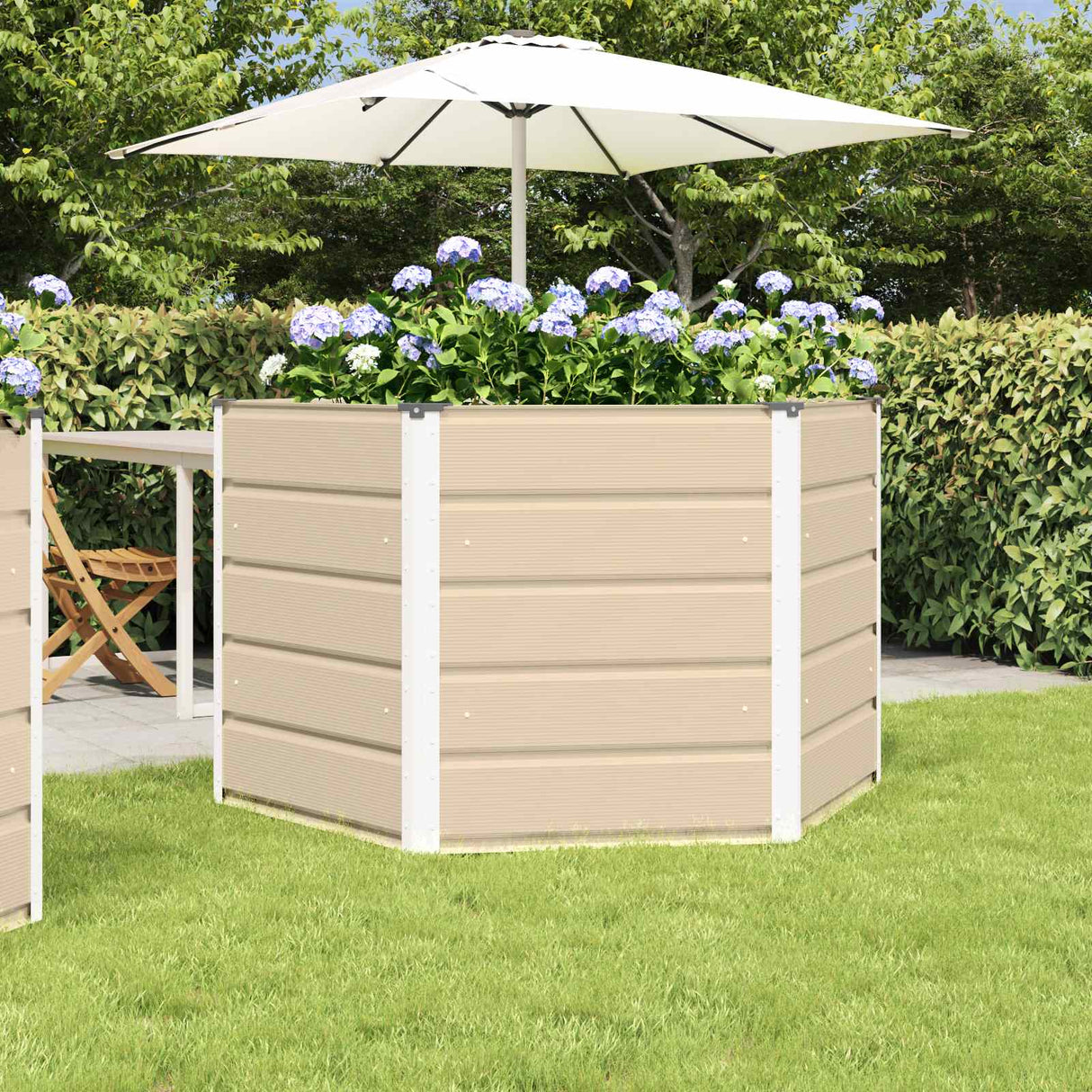 vidaXL Plantenbak Ivoor 129 x 129 x 45 cm Staal