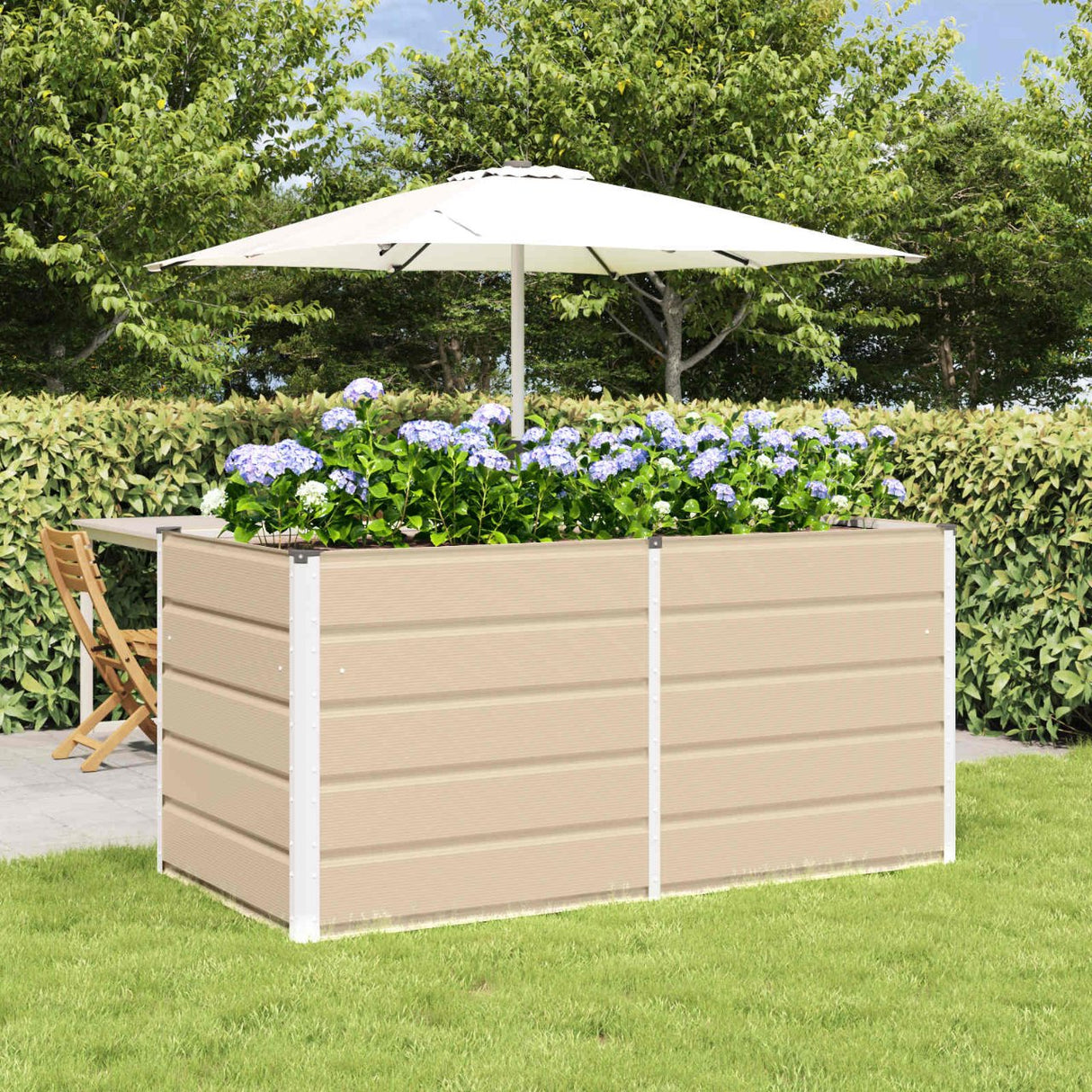 vidaXL Ivory Planter 160 x 80 x 45 cm Steel