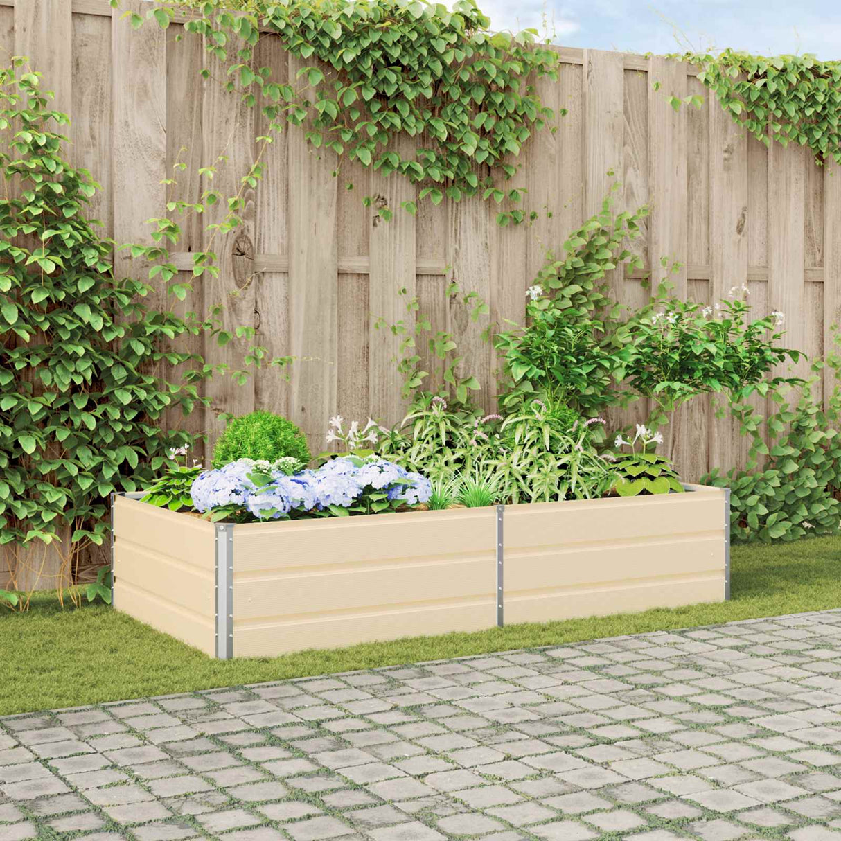 vidaXL Plantenbak Ivoor 195 x 100 x 45 cm Gegevens staal
