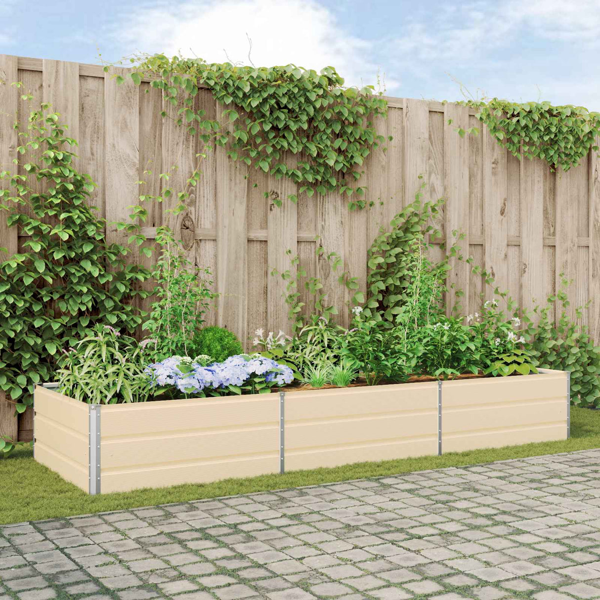 vidaXL Plantenbak Ivoor 195 x 100 x 45 cm Gegevens staal