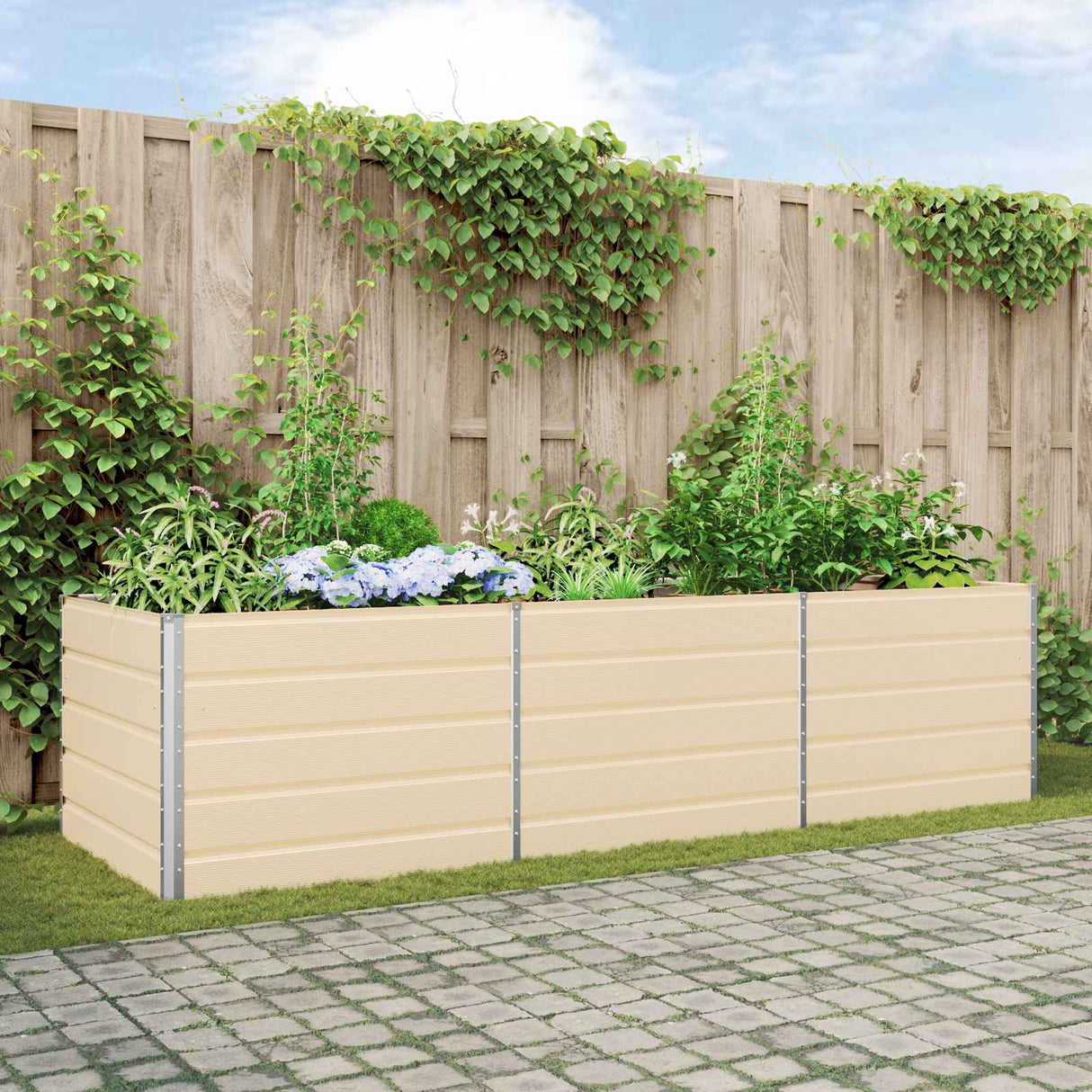 vidaXL Plantenbak Ivoor 195 x 100 x 45 cm Gegevens staal