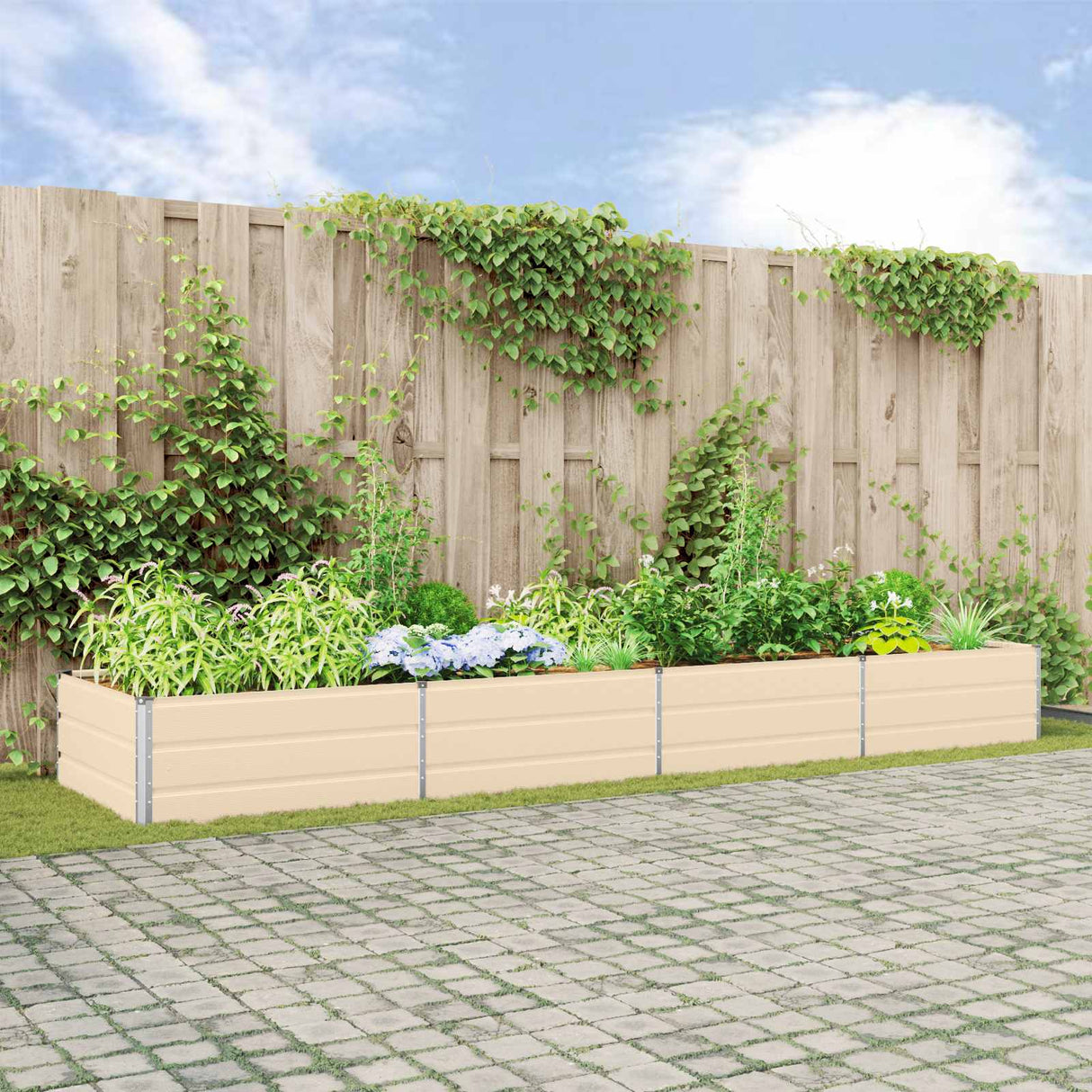 vidaXL Plantenbak Ivoor 195 x 100 x 45 cm Gegevens staal