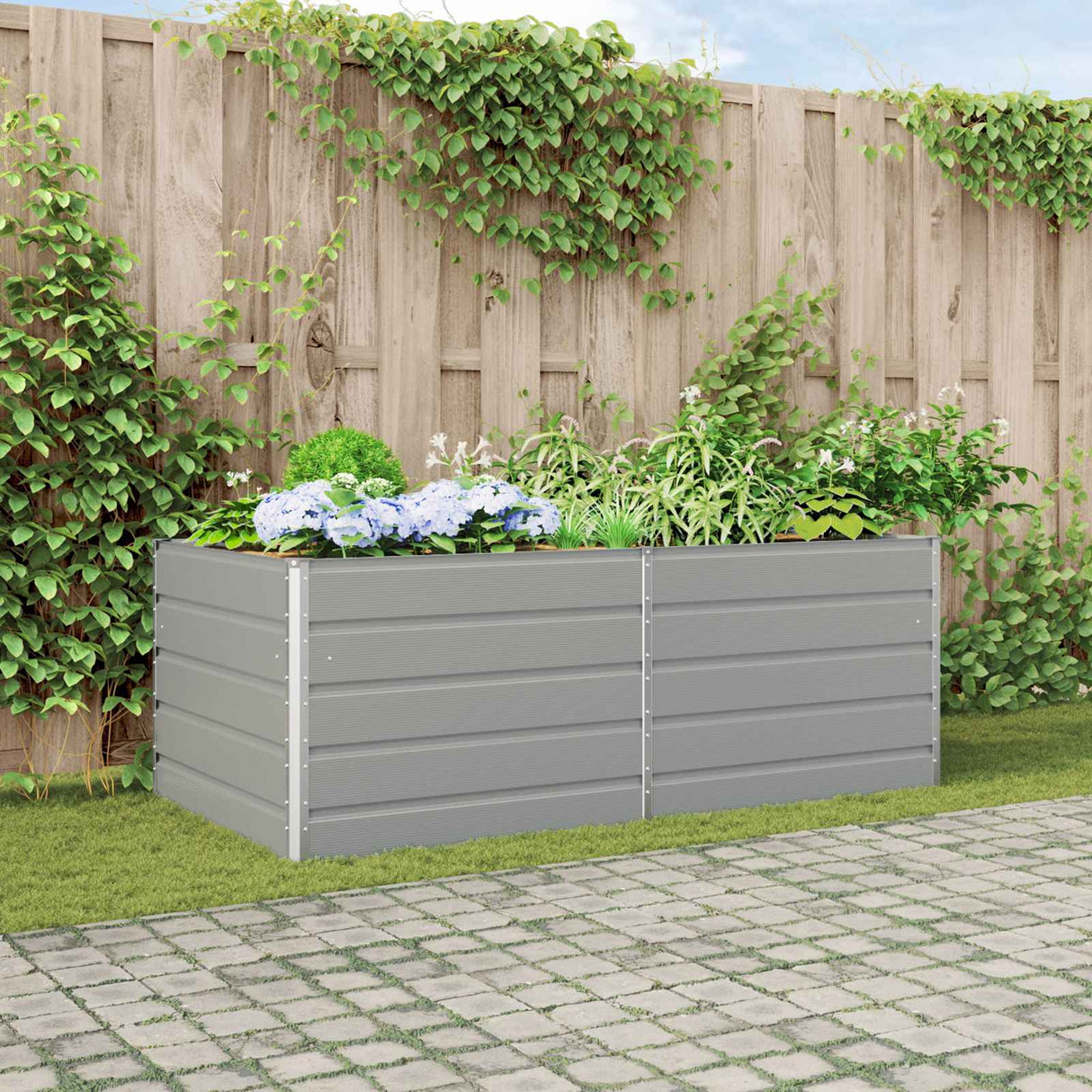 vidaXL Plantenbak Ivoor 195 x 100 x 45 cm Gegevens staal