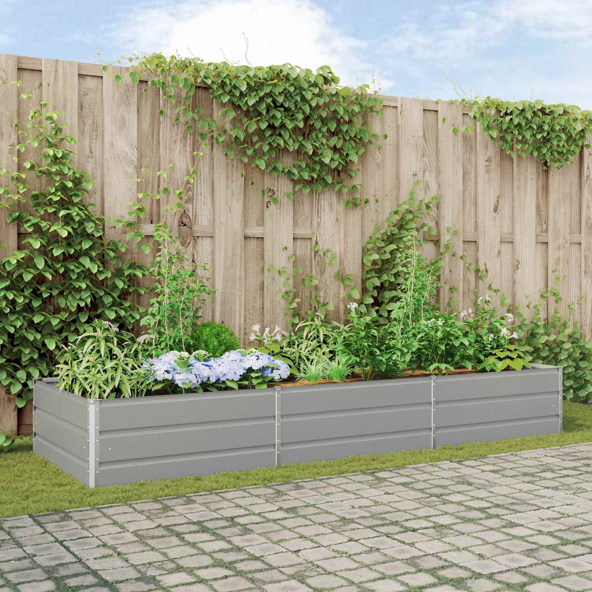 vidaXL Plantenbak Ivoor 195 x 100 x 45 cm Gegevens staal