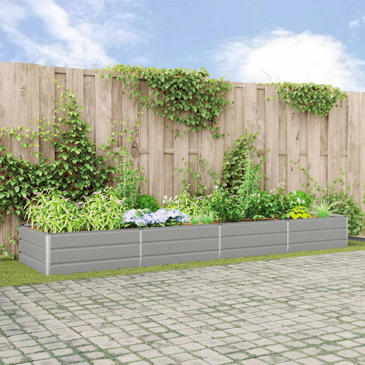 vidaXL Plantenbak Ivoor 195 x 100 x 45 cm Gegevens staal