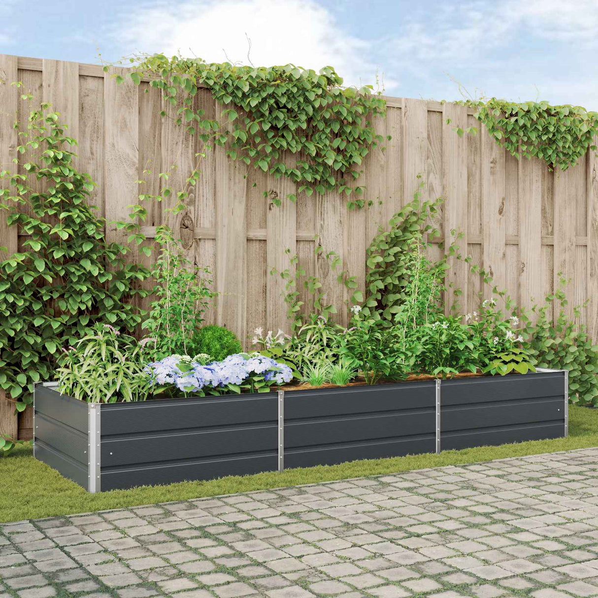vidaXL Plantenbak Ivoor 195 x 100 x 45 cm Gegevens staal
