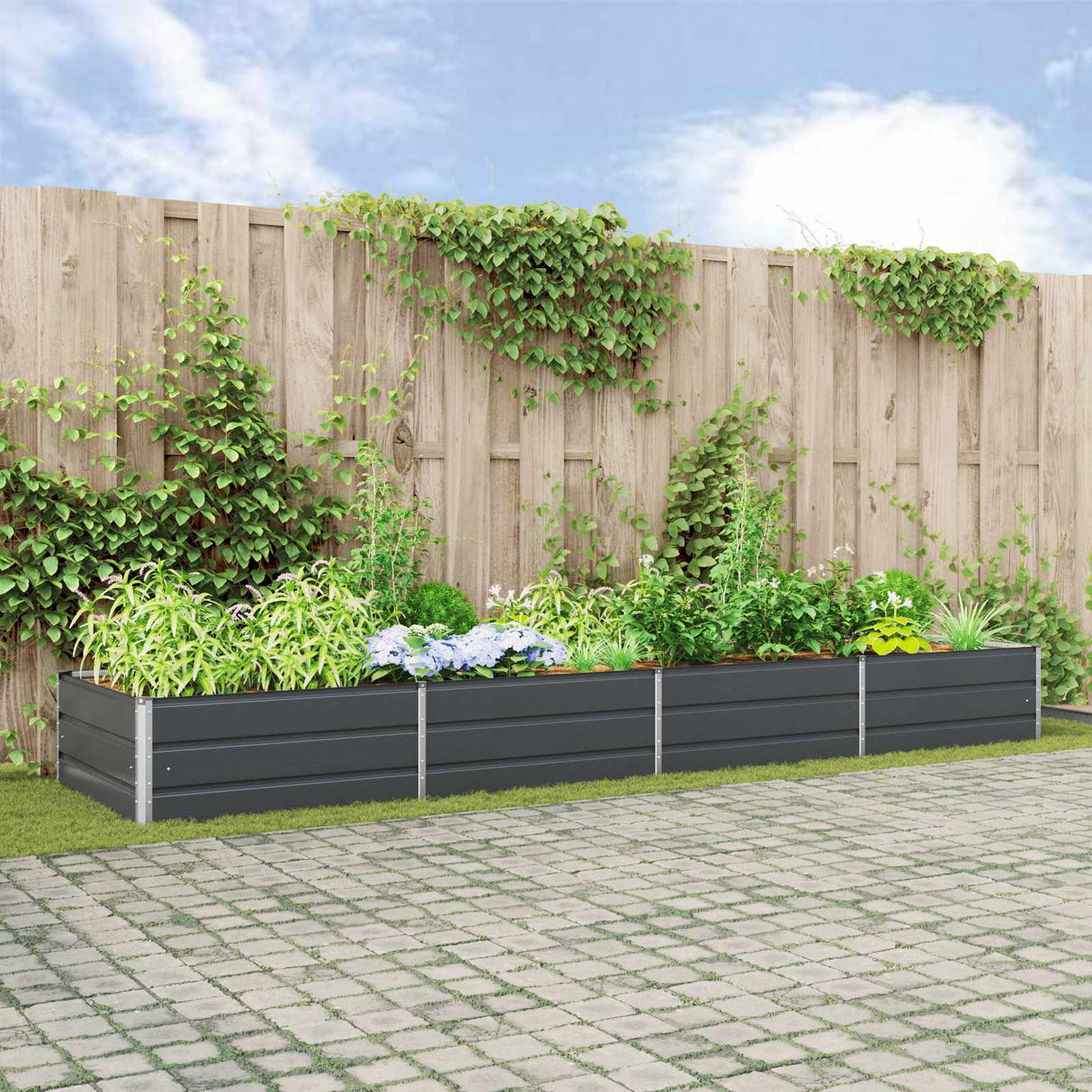 vidaXL Plantenbak Ivoor 195 x 100 x 45 cm Gegevens staal