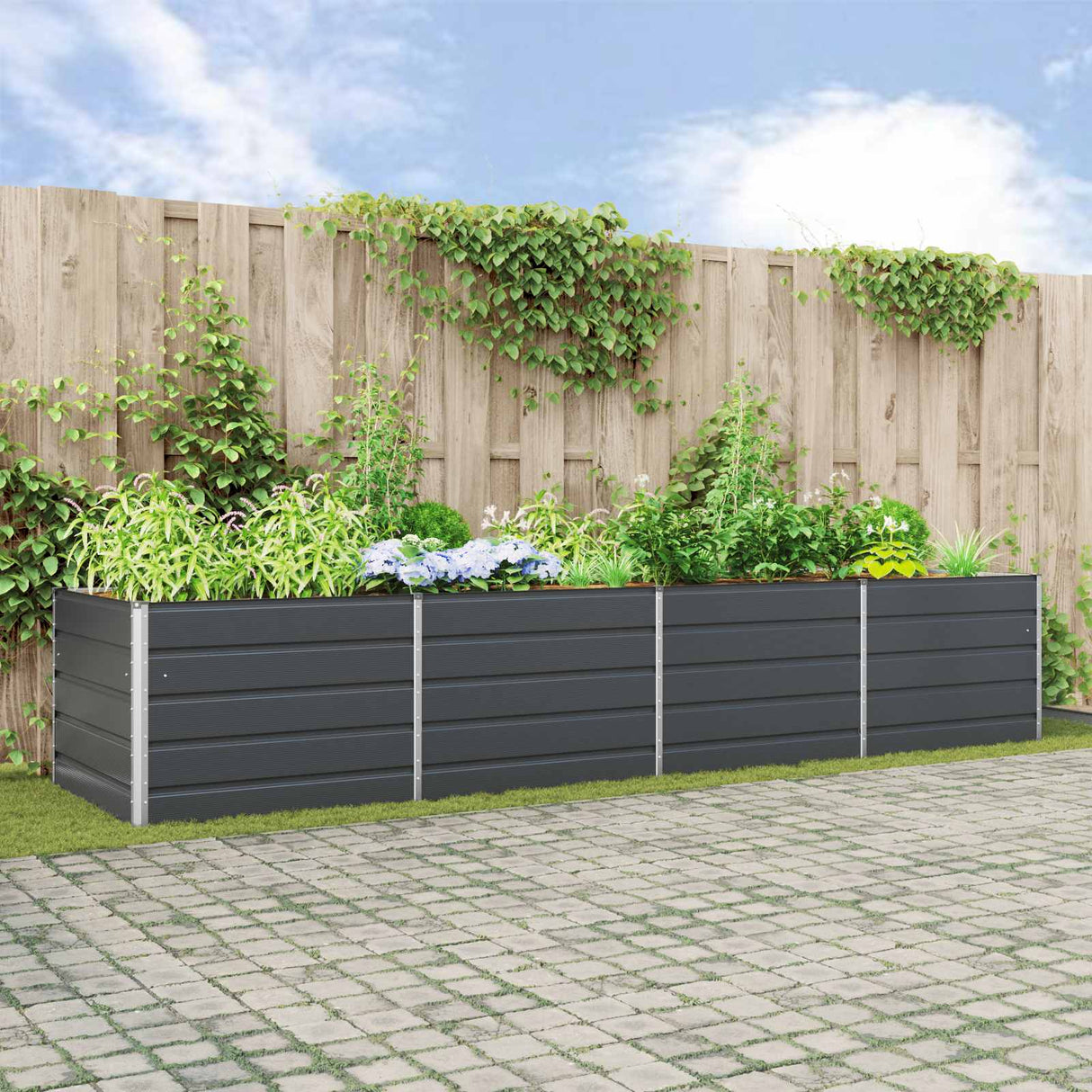 vidaXL Plantenbak Ivoor 195 x 100 x 45 cm Gegevens staal