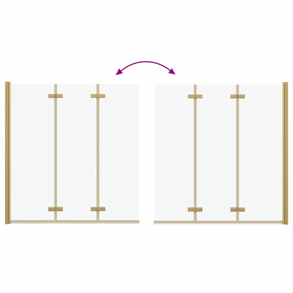 vidaXL Douche Omheining Goud 130 x 138 cm ESG Glas en Aluminium