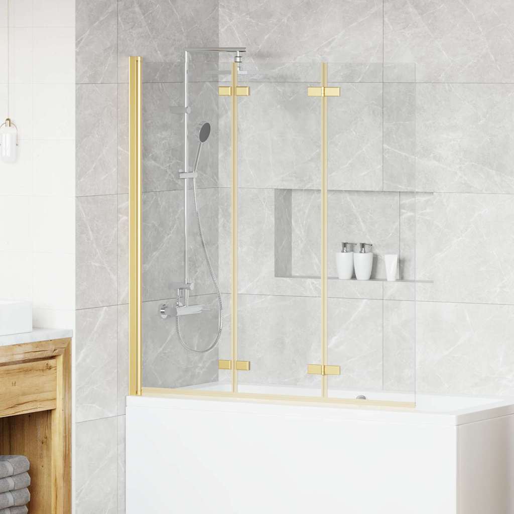 vidaXL Douche Omheining Goud 130 x 138 cm ESG Glas en Aluminium