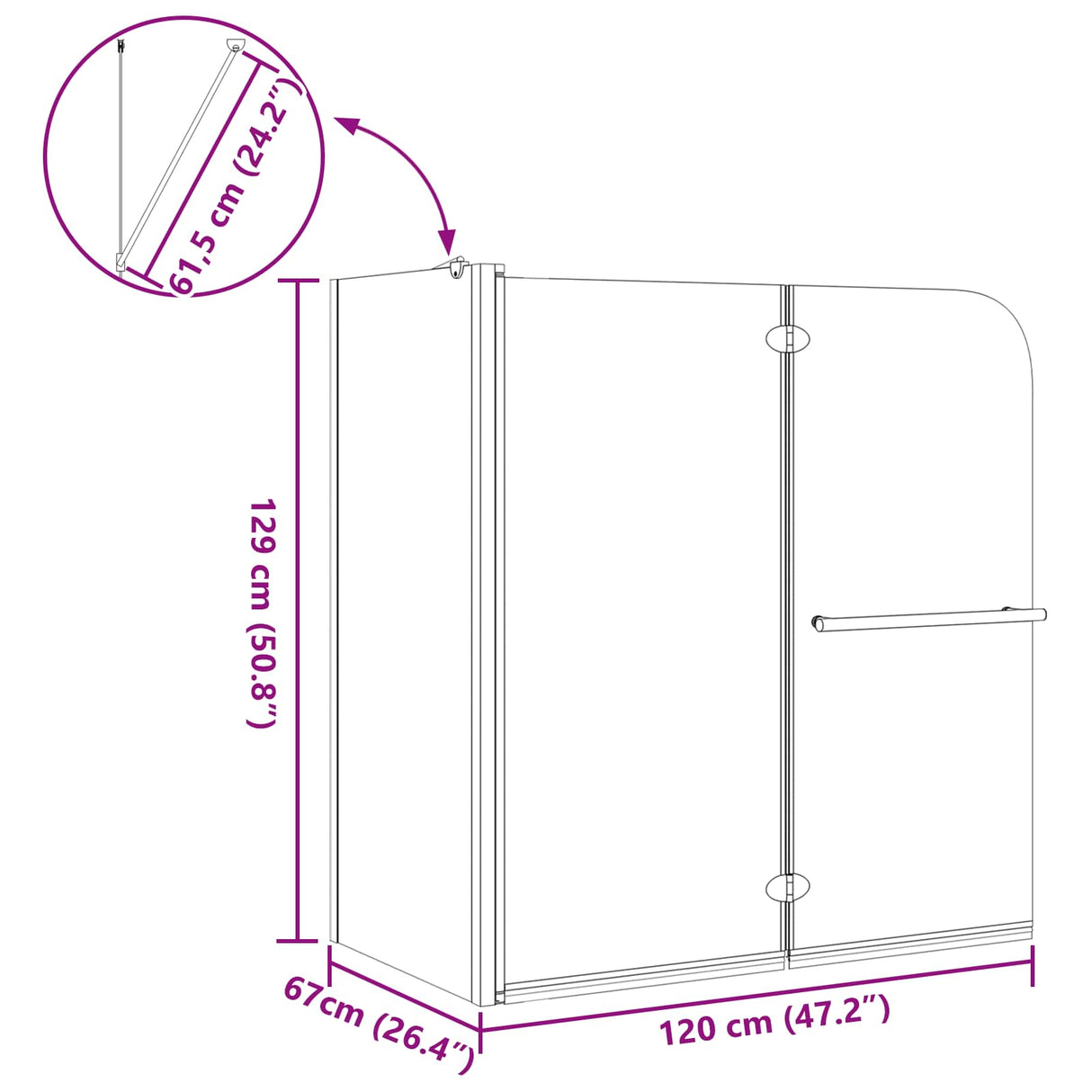 vidaXL Bi-Fold Shower Enclosure Dark Transparent 120 x 67 x 129 cm