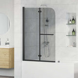 vidaXL Folding Shower Screen 2 Panels 95x140 cm ESG Black