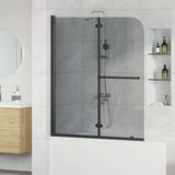 vidaXL Folding Shower Screen 2 Panels 95x140 cm ESG Black