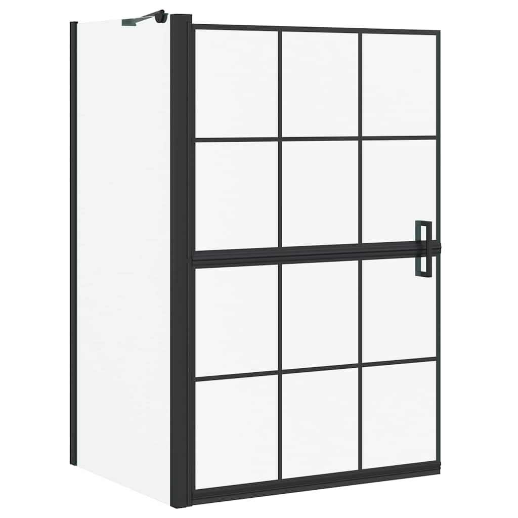 vidaXL Bad Douche Scherm Zwart en Transparant 80 x 68 x 128 cm