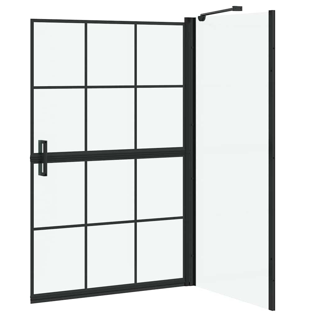 vidaXL Bad Douche Scherm Zwart en Transparant 80 x 68 x 128 cm