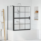 vidaXL Bad Douche Scherm Zwart en Transparant 80 x 68 x 128 cm