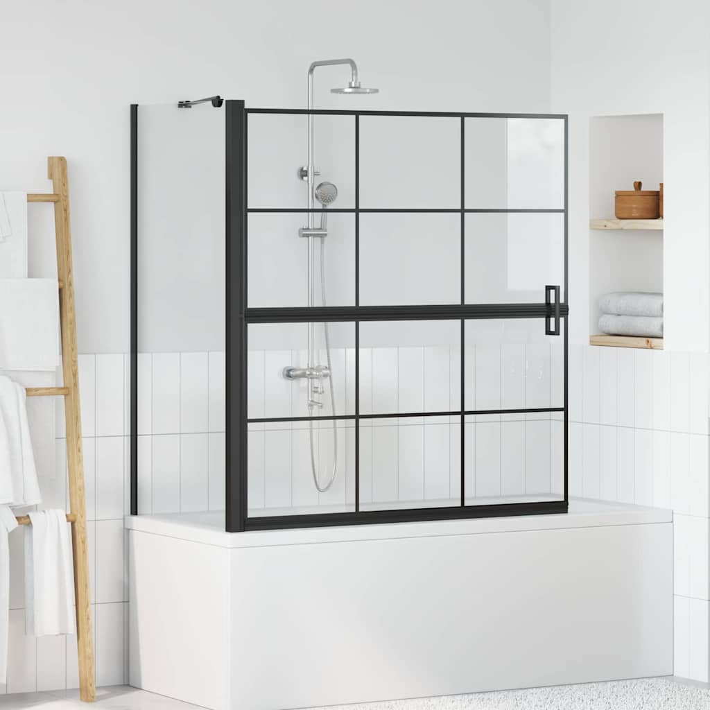 vidaXL Bad Douche Scherm Zwart en Transparant 80 x 68 x 128 cm