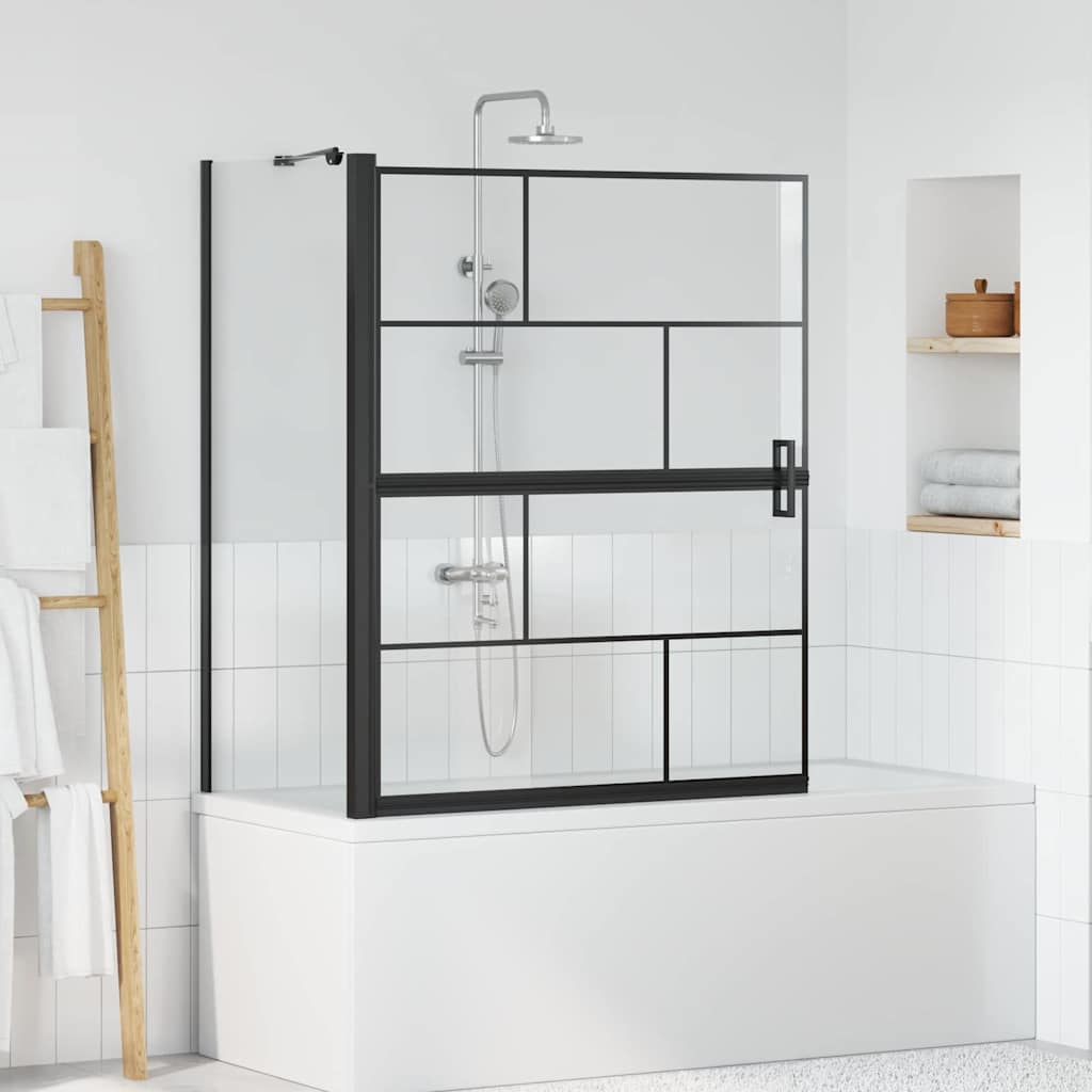 vidaXL Bad Douche Scherm Zwart en Transparant 80 x 68 x 128 cm