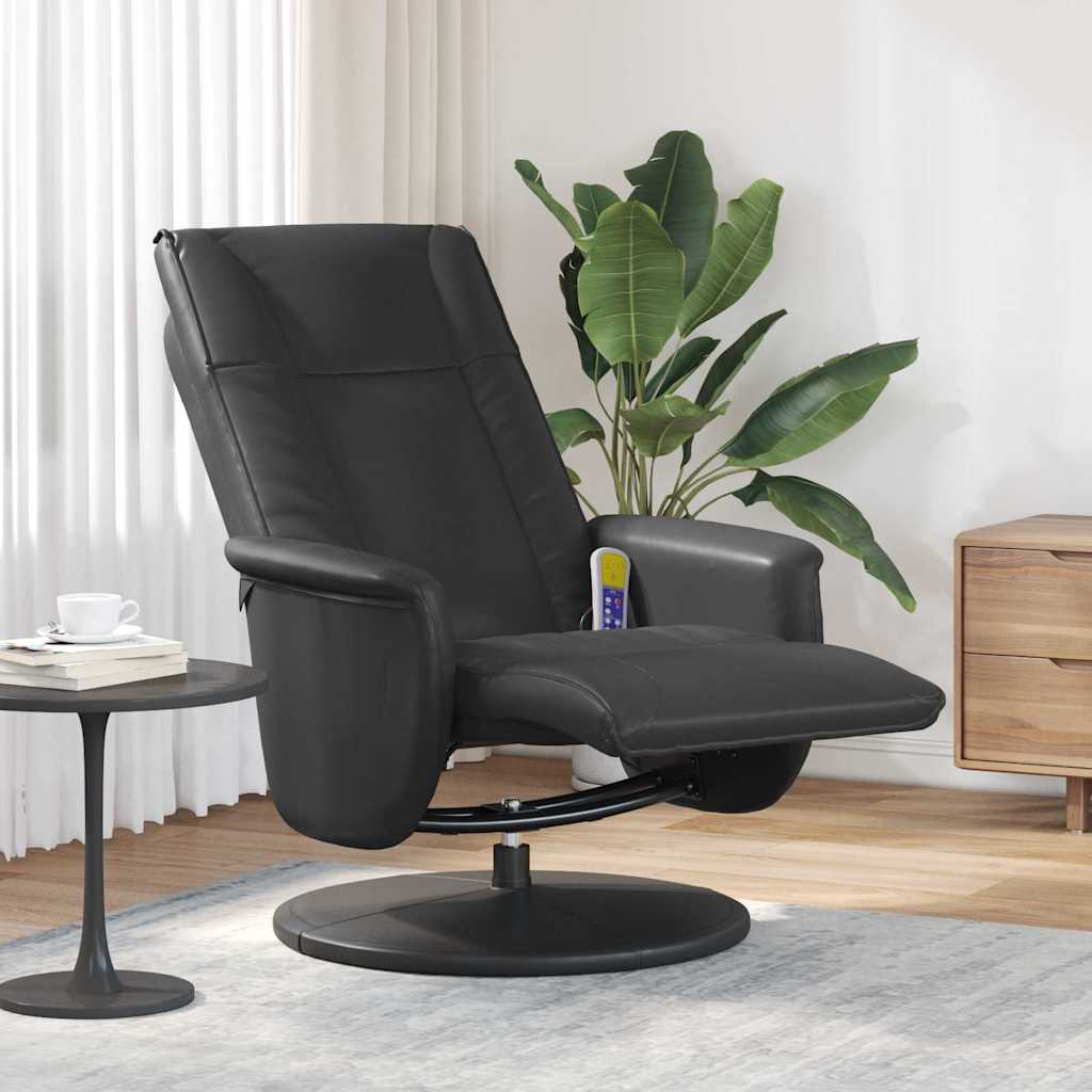 vidaXL Swivel Massage Recliner Black 71 x 90 x 105 cm Artificial Leather