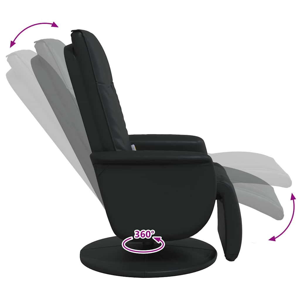 vidaXL Swivel Massage Recliner Black 71 x 90 x 105 cm Artificial Leather