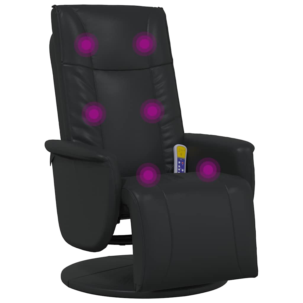 vidaXL Swivel Massage Recliner Black 71 x 90 x 105 cm Artificial Leather