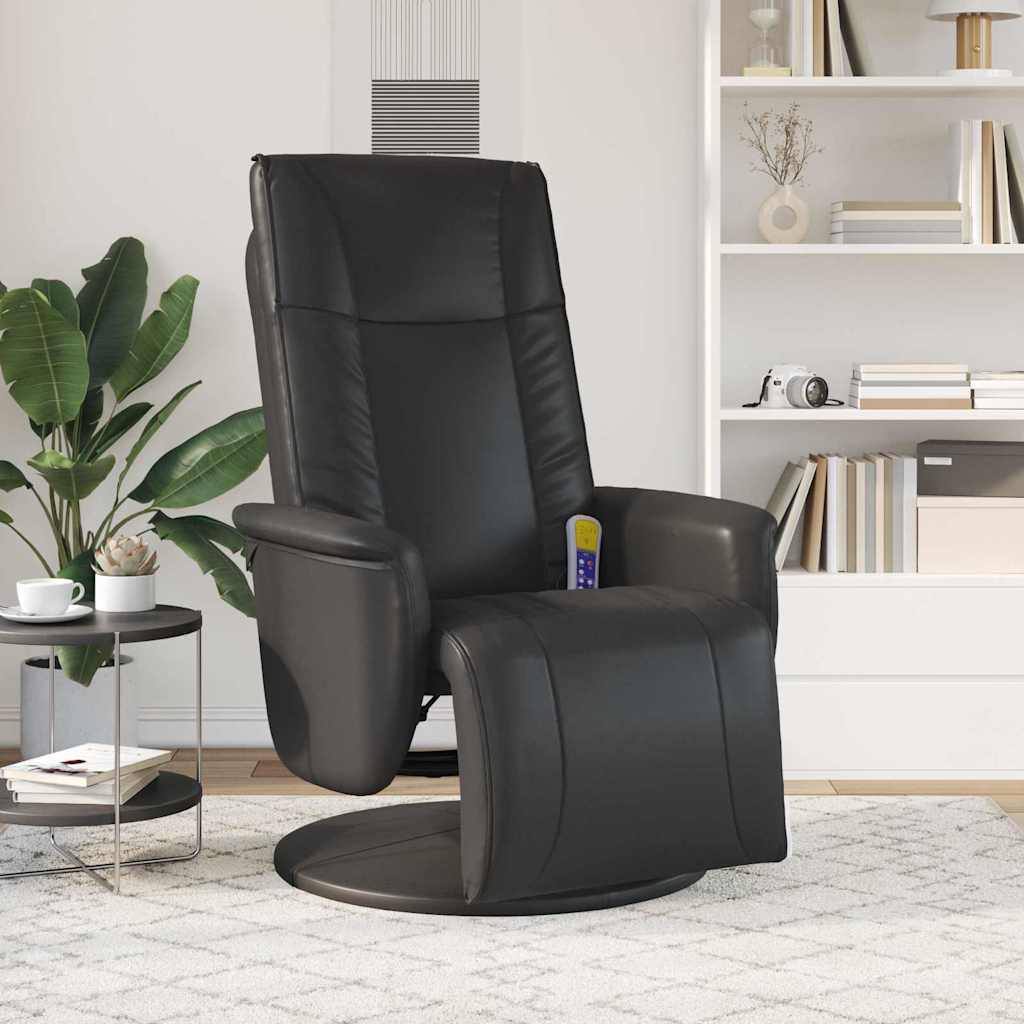vidaXL Swivel Massage Recliner Black 71 x 90 x 105 cm Artificial Leather