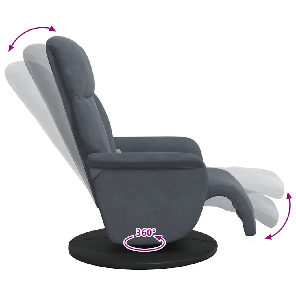 vidaXL Massage Recliner Dark Grey 91 x 71 x 105 cm Velvet