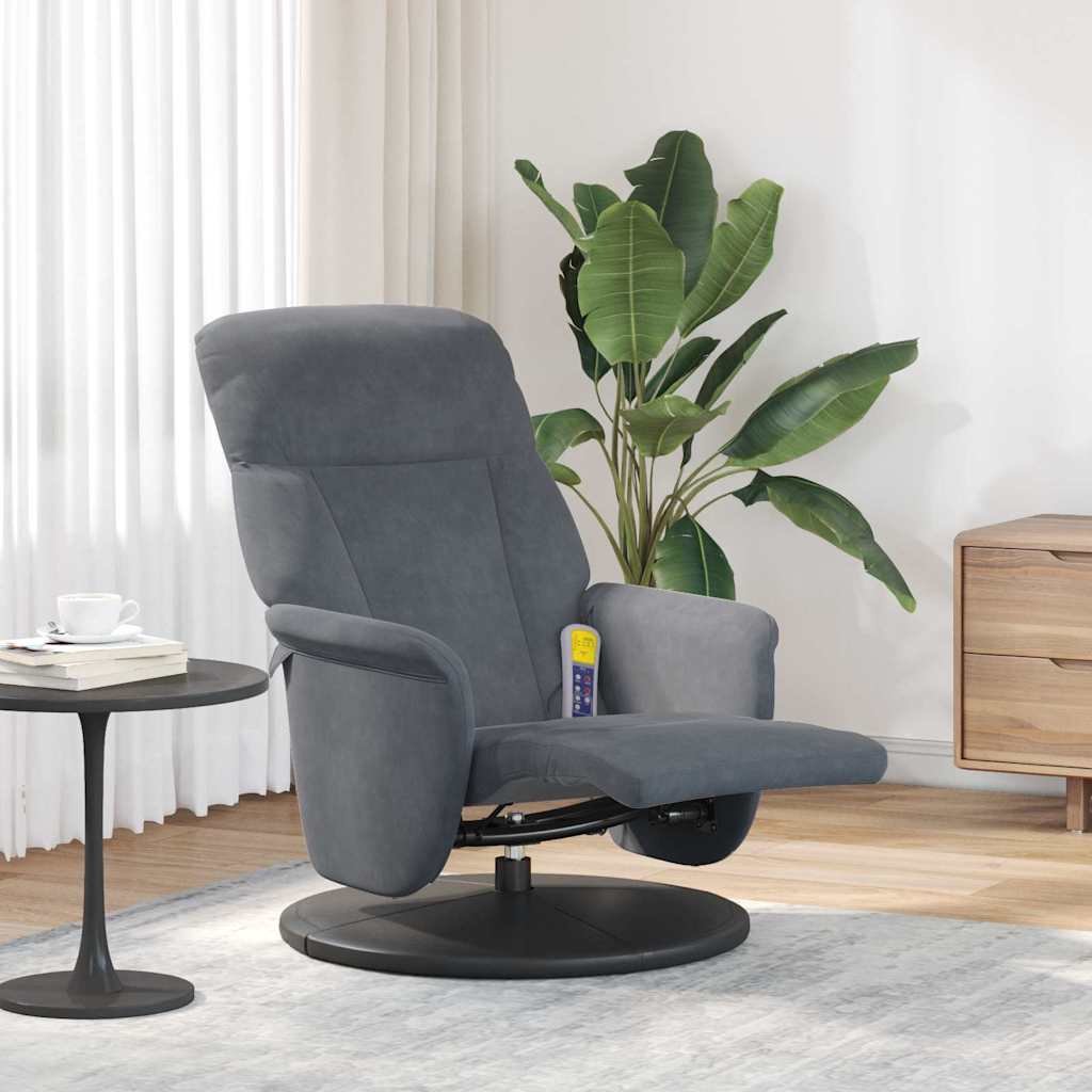 vidaXL Massage Recliner Dark Grey 91 x 71 x 105 cm Velvet