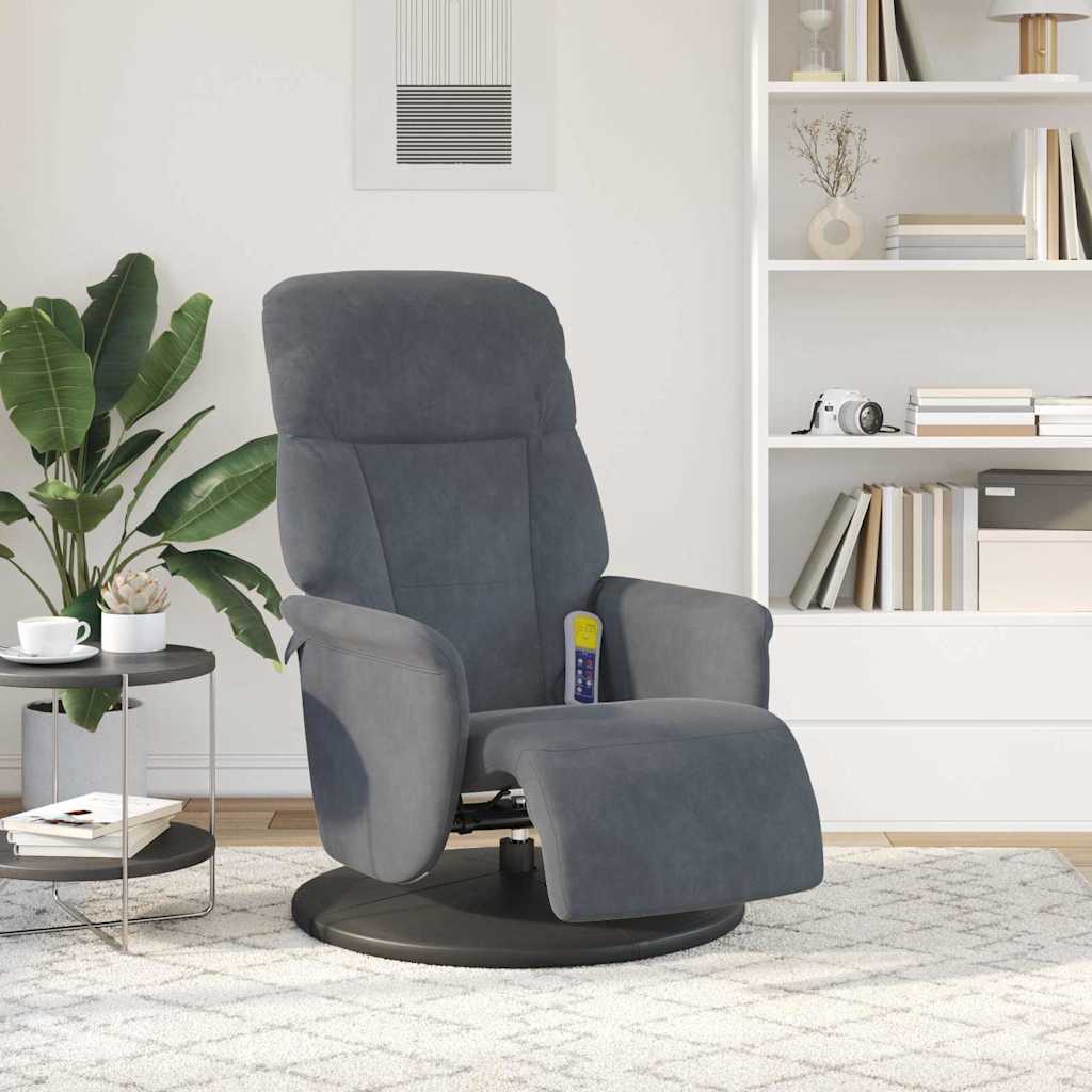 vidaXL Massage Recliner Dark Grey 91 x 71 x 105 cm Velvet
