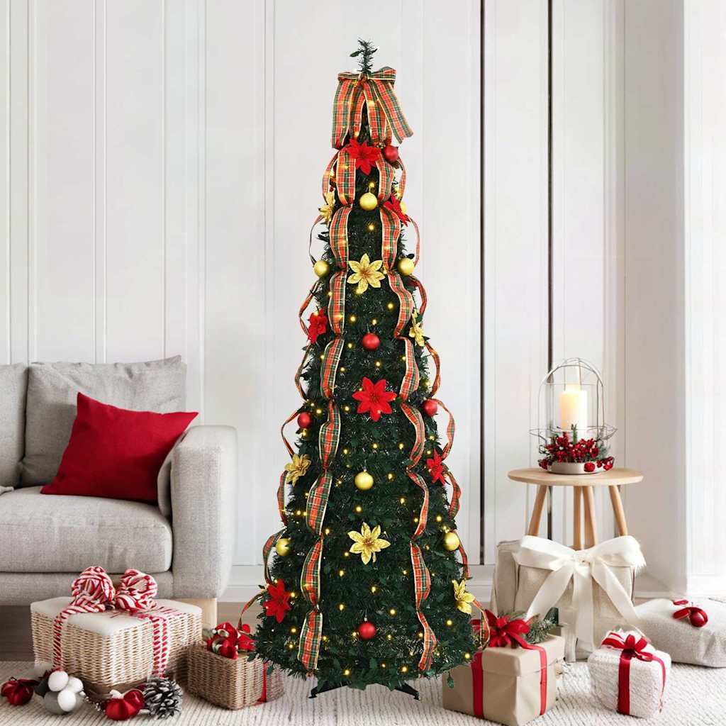 vidaXL Kunstkerstboom met 50 LED met standaard Groen 125 cm PVC
