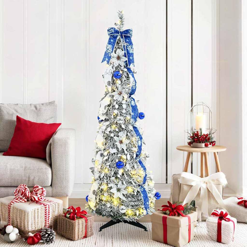 vidaXL Artificial Christmas Tree with 50 LED with Stand White 120 cm PVC