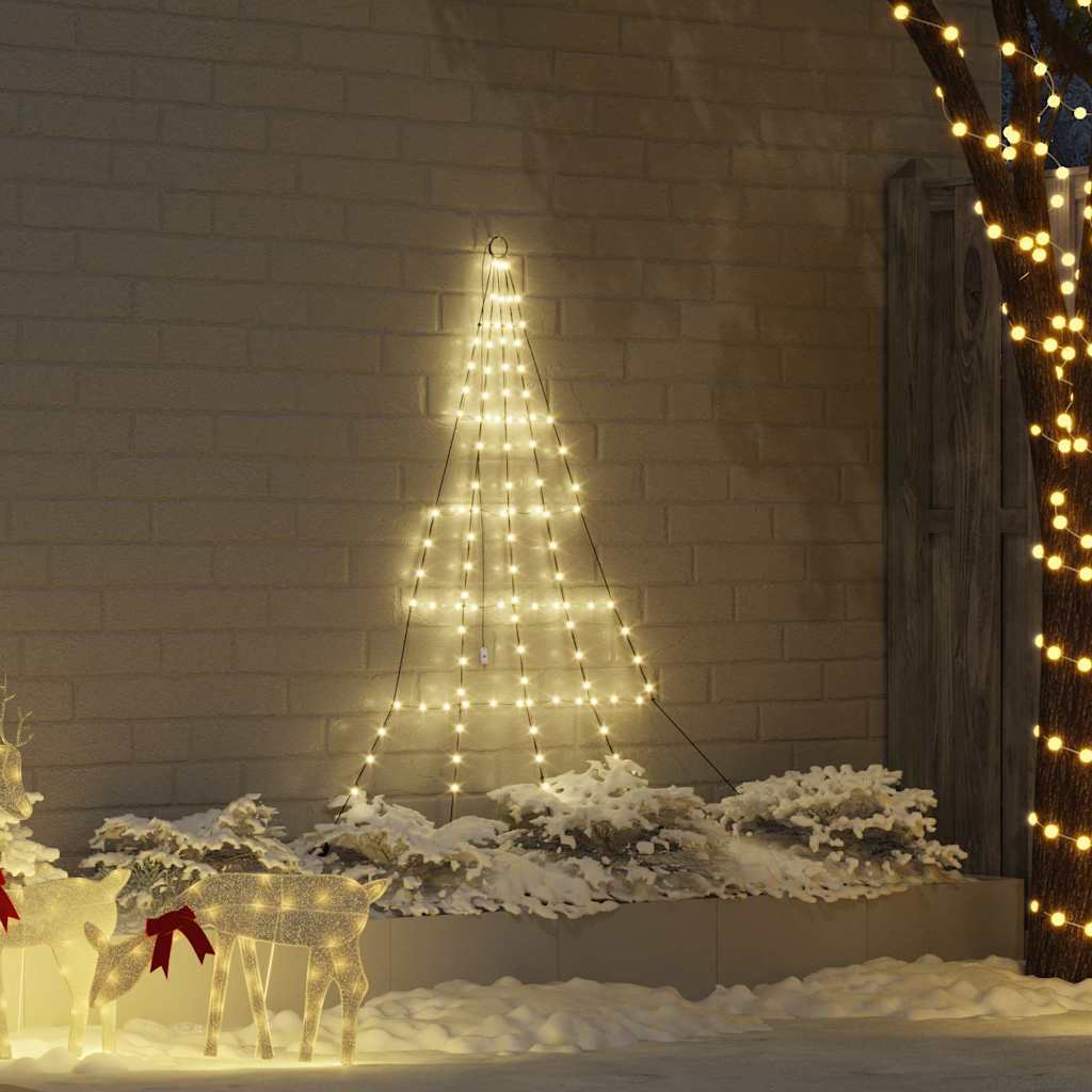 vidaXL LED Christmas Tree with Ground Spikes 112 Warm White LEDs 182 cm Metal
