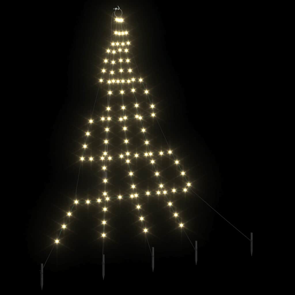 vidaXL LED Christmas Tree with Ground Spikes 112 Warm White LEDs 182 cm Metal