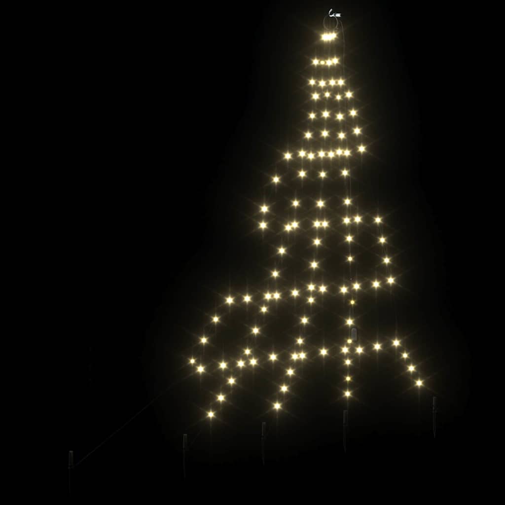 vidaXL LED Christmas Tree with Ground Spikes 112 Warm White LEDs 182 cm Metal