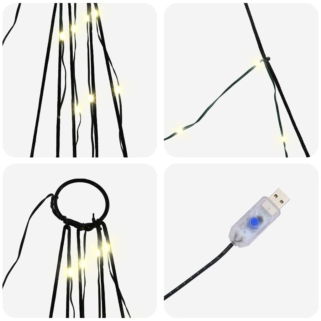 vidaXL LED Christmas Tree with Ground Spikes 112 Warm White LEDs 182 cm Metal